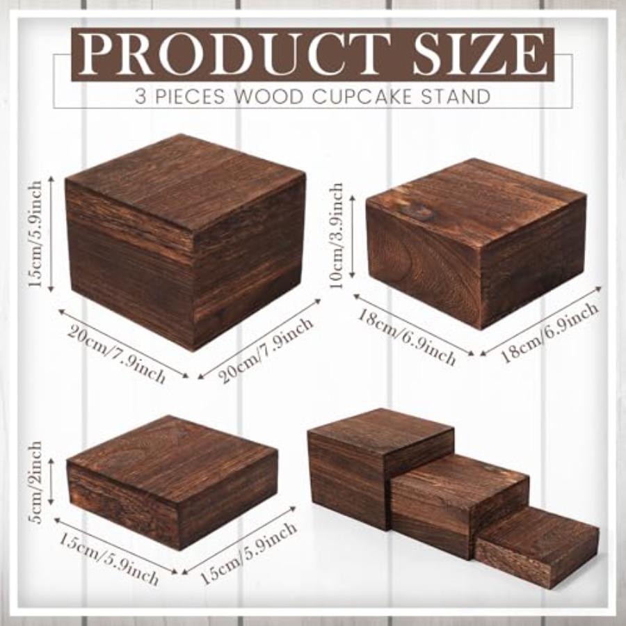 6 Pcs Wood Display Risers Rust - Display Risers Set recension och pris
