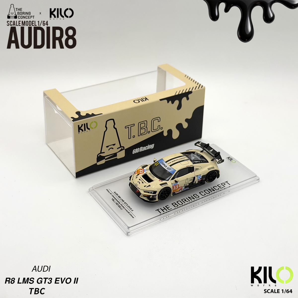 Kilo Works × TBC 1:64 Audi R8  - Die Cast Car 1 64 recension och pris