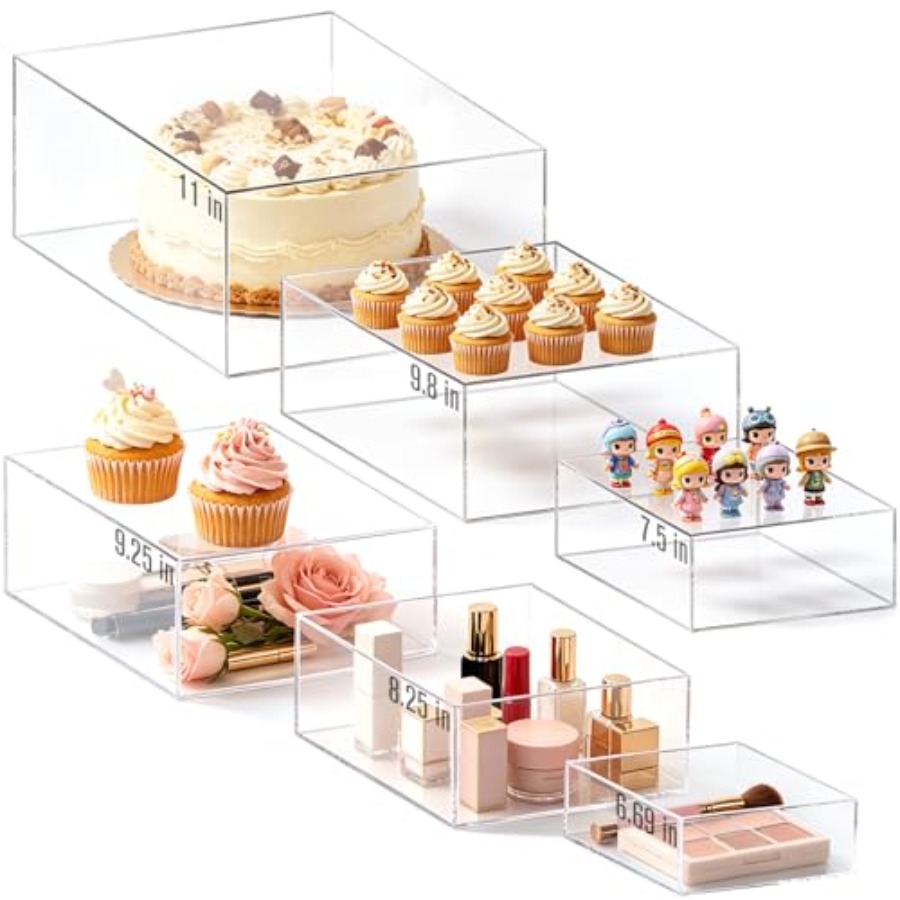 6Pcs Clear Acrylic Risers Disp - Display Risers Set recension och pris