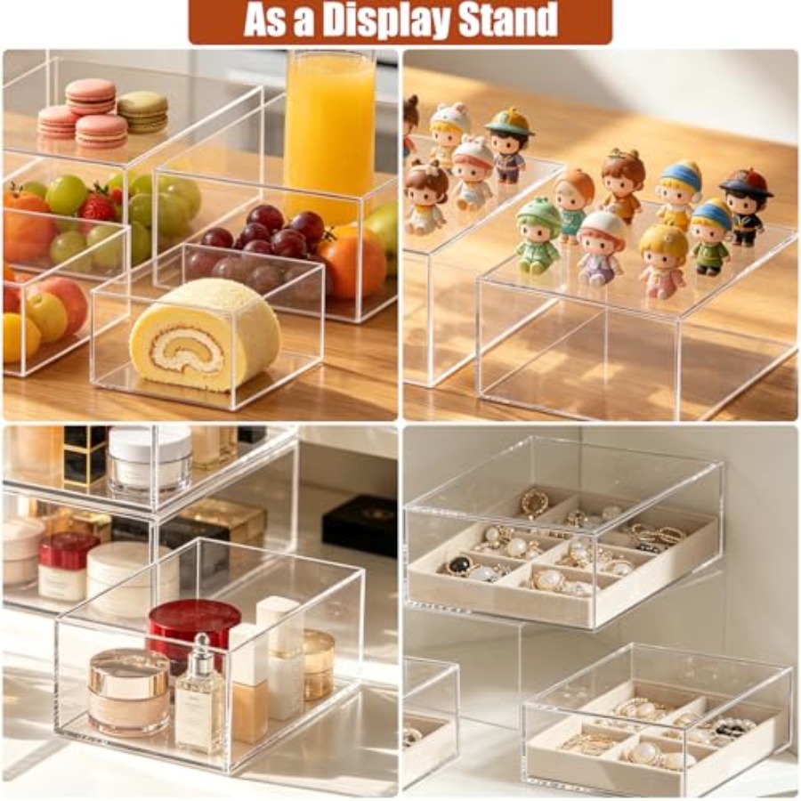 6Pcs Clear Acrylic Risers Disp - Display Risers Set recension och pris
