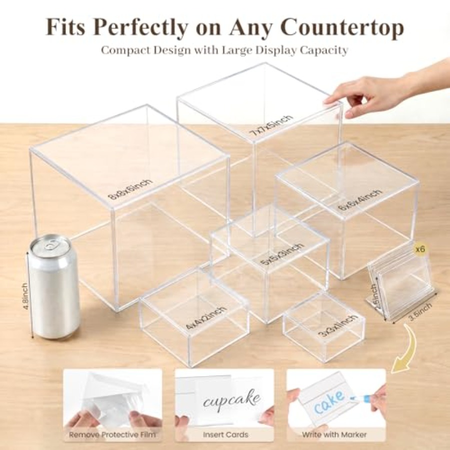 6PCS Clear and Buffet Risers w - Display Risers Set recension och pris
