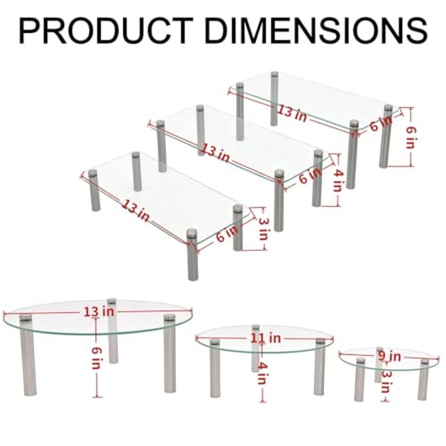 Tempered Glass Cake Stands Set - Display Risers Set recension och pris