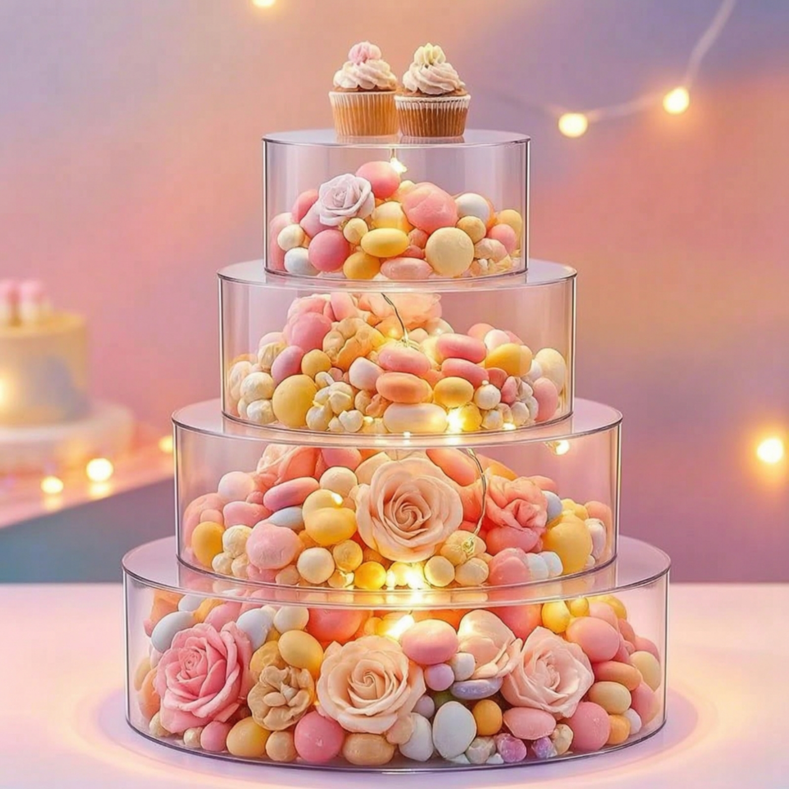 4 Pieces Cake Display Cylinder - Display Risers Set recension och pris