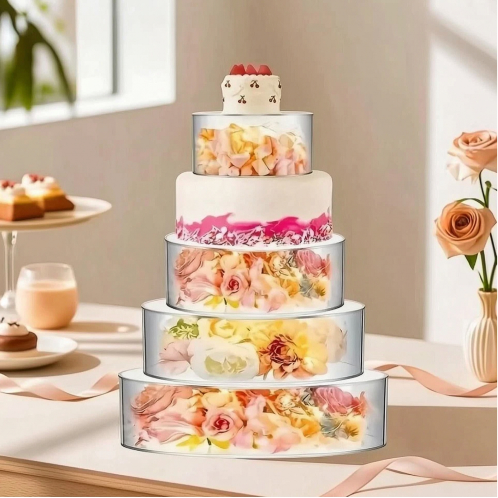 4 Pieces Cake Display Cylinder - Display Risers Set recension och pris