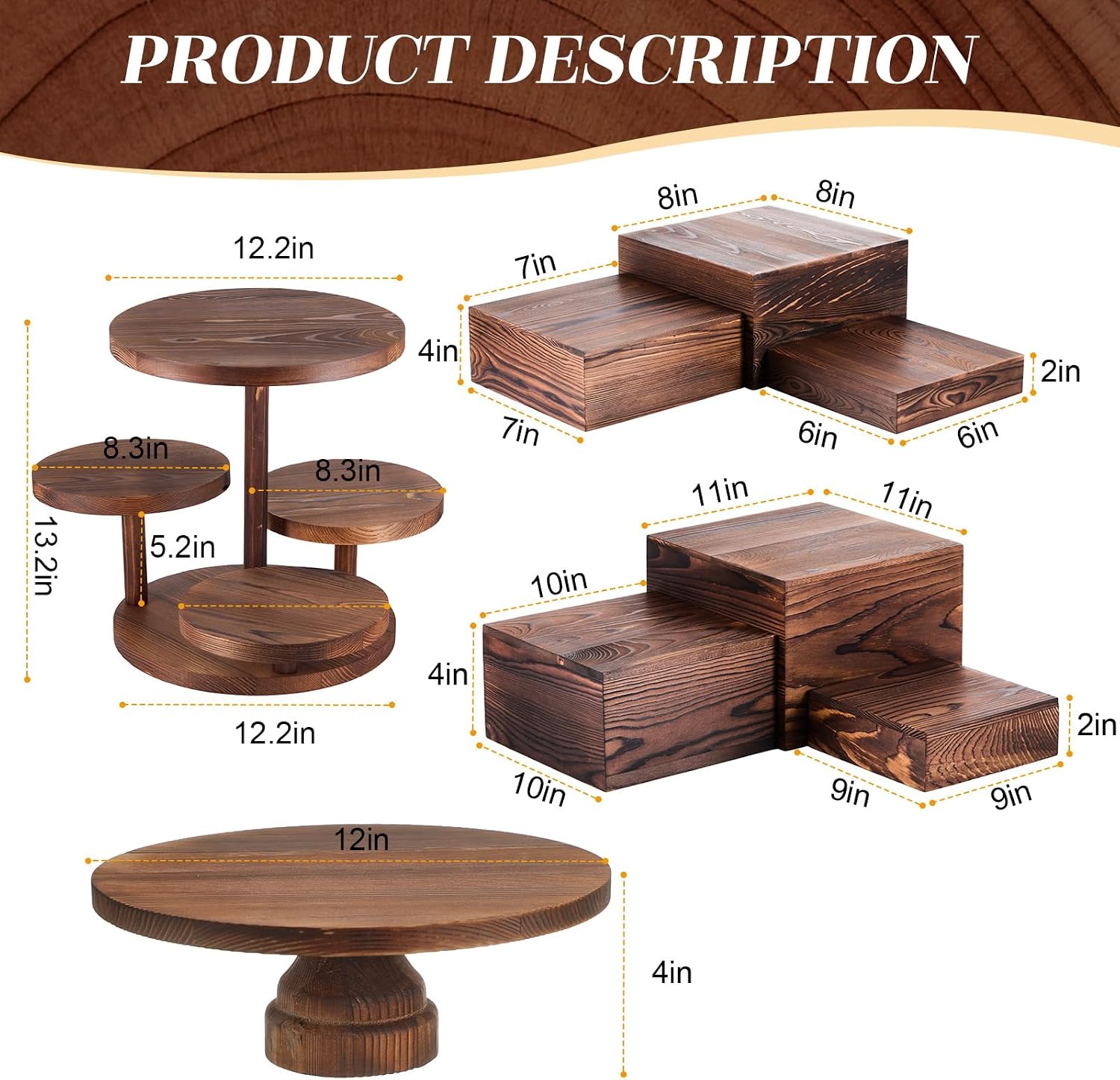 4 Tier Round Cupcake Tower Sta - Display Risers Set recension och pris