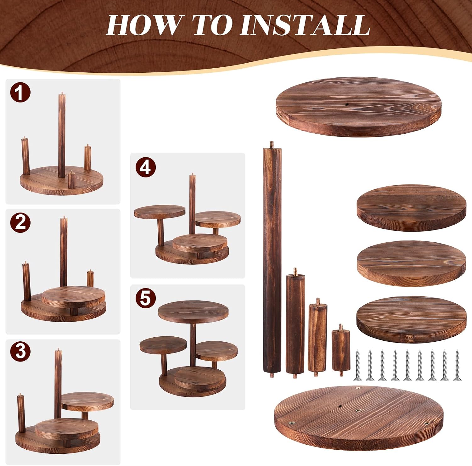 4 Tier Round Cupcake Tower Sta - Display Risers Set recension och pris