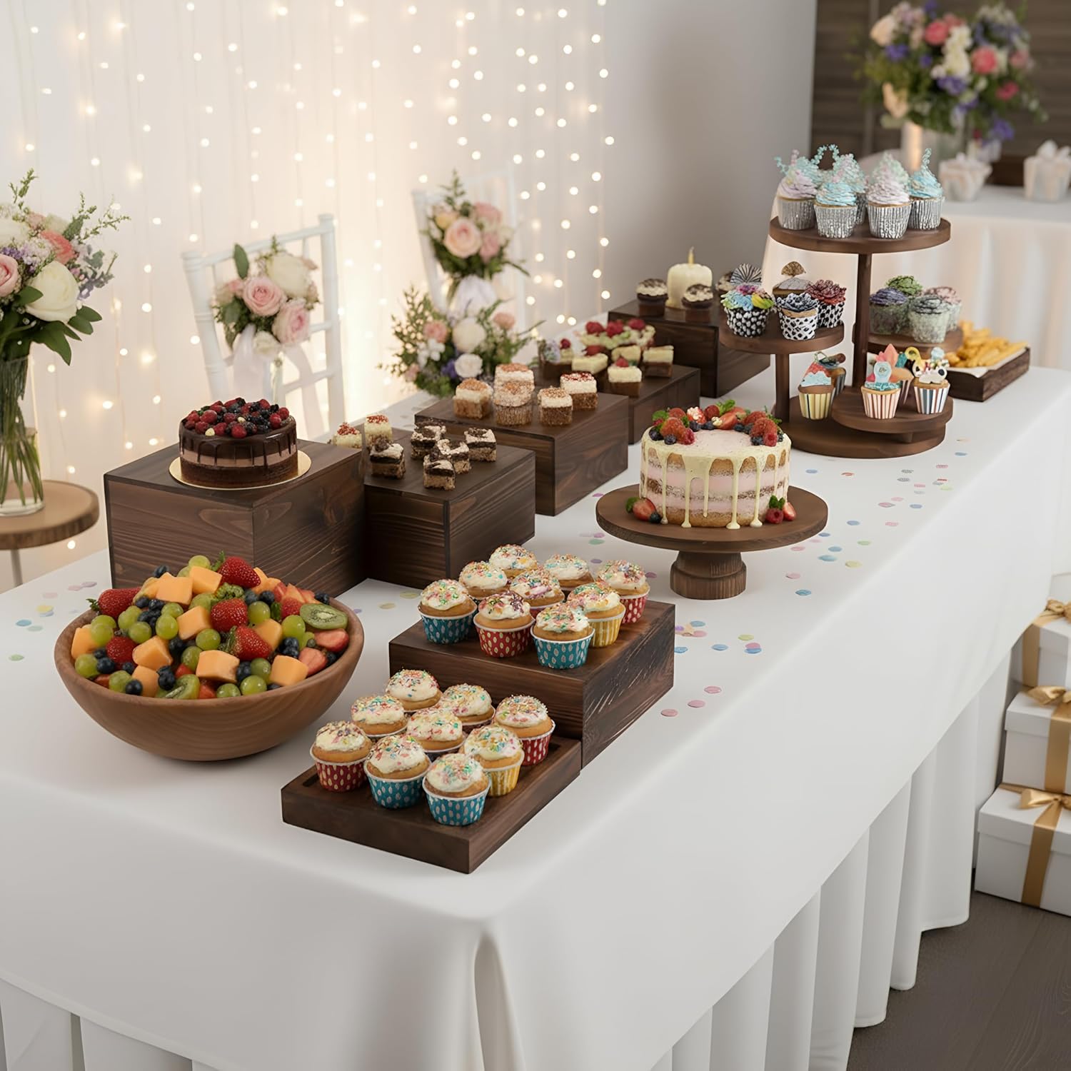 4 Tier Round Cupcake Tower Sta - Display Risers Set recension och pris