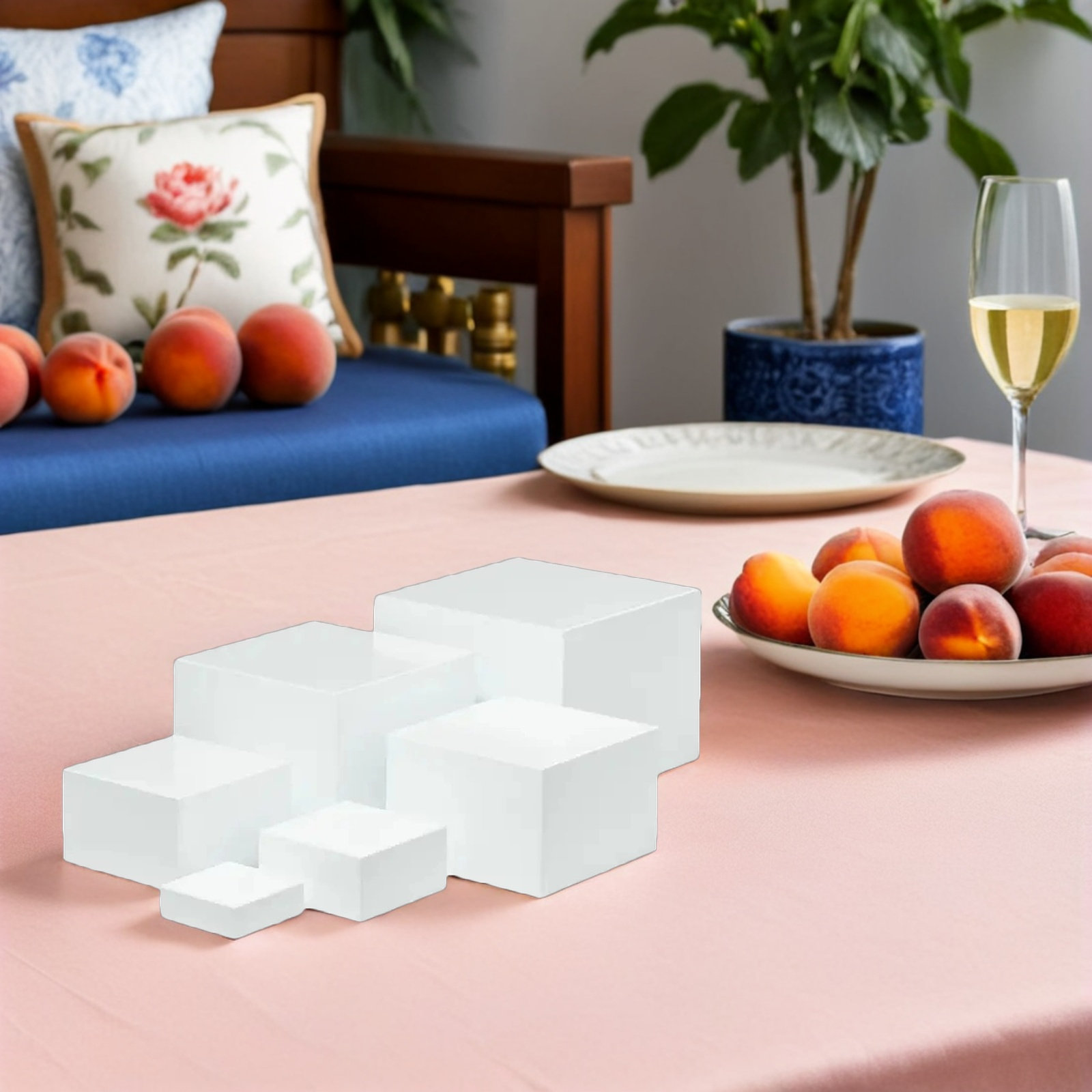 6Pcs Minimalist White Plastic  - Display Risers Set recension och pris