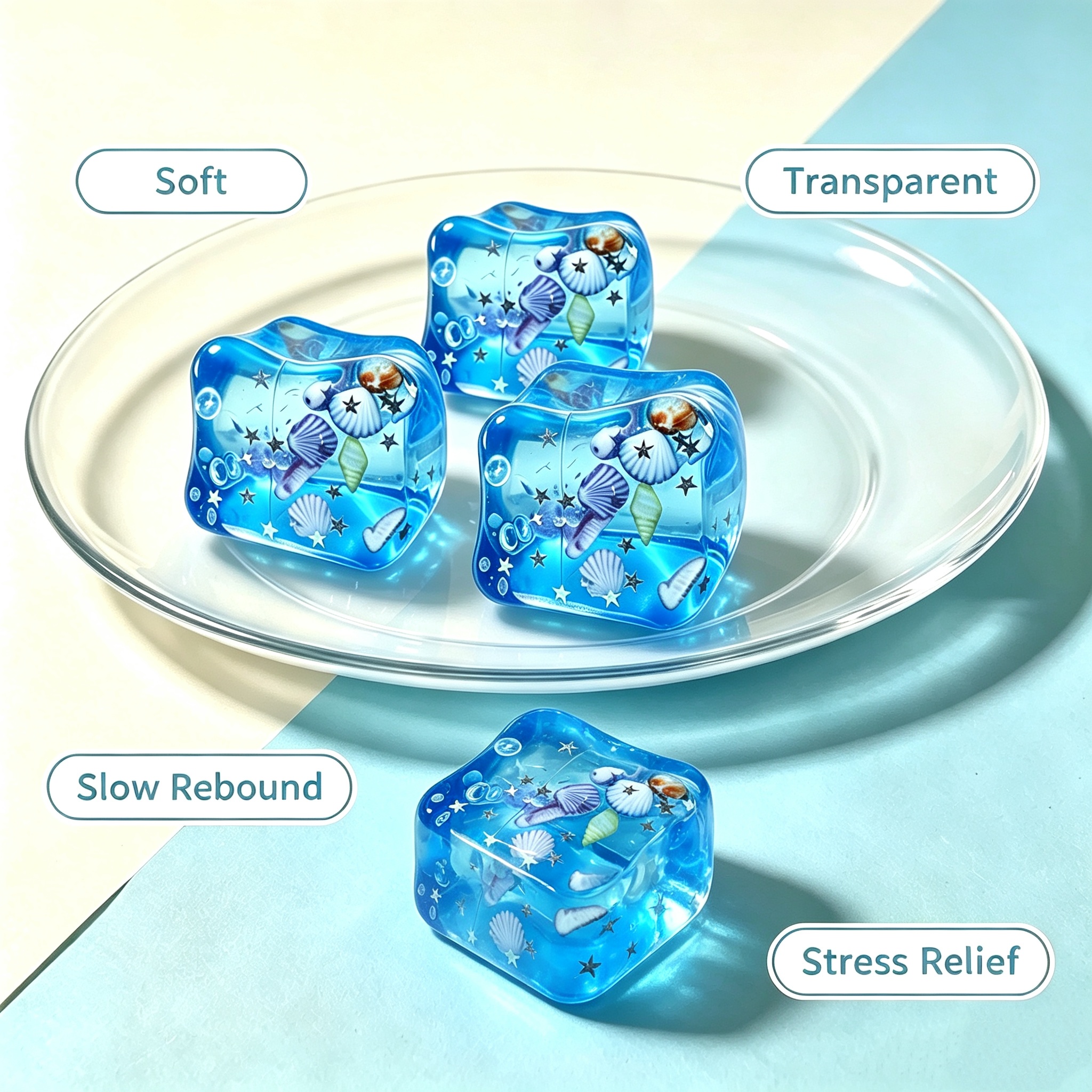 Ocean Shell Squishy Stress Bal - Fidget Cube Original recension och pris